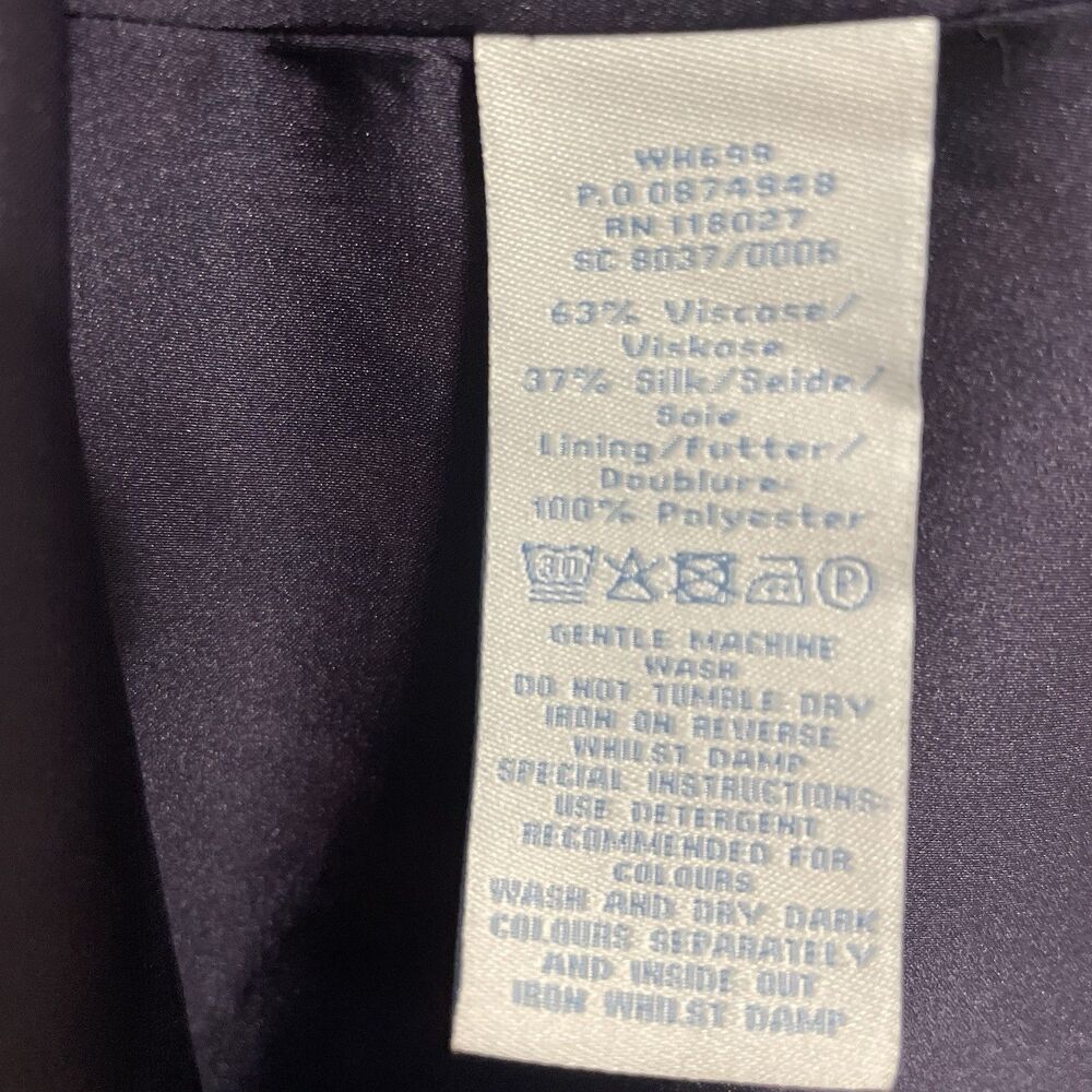Boden Silk Blend Sheath Dress 6R Navy Blue Floral Collared Pleats Classy Preppy - Picture 11 of 15